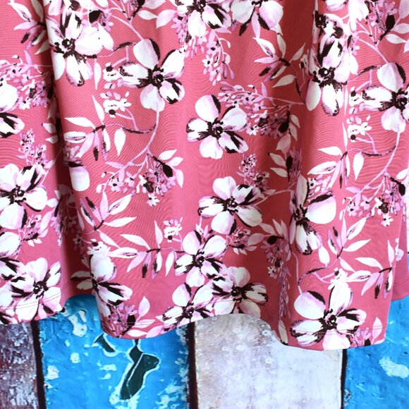 Women's Per Seption Top Blouse Floral Short Sheer Sleeves Career SIZE 1X Pink - Picture 5 of 11